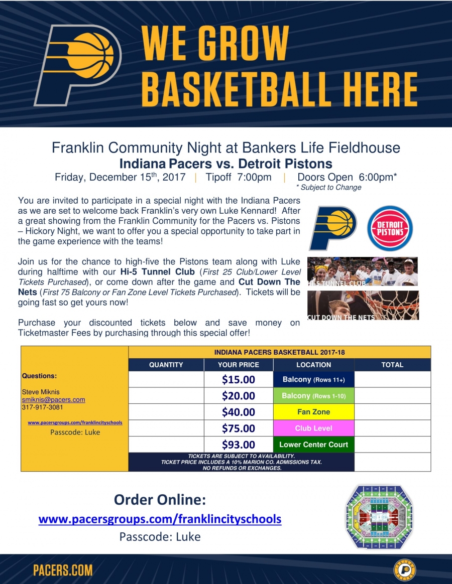Franklin Night at the Pacers Game
